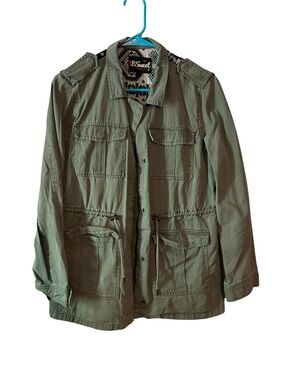 Girls' Olive Military Field Jacket large
